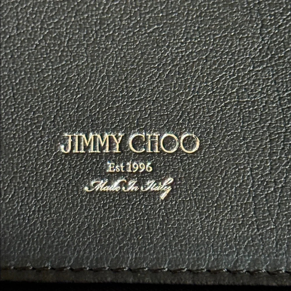 Jimmy Choo Black Leather Pouch with Silver Accents